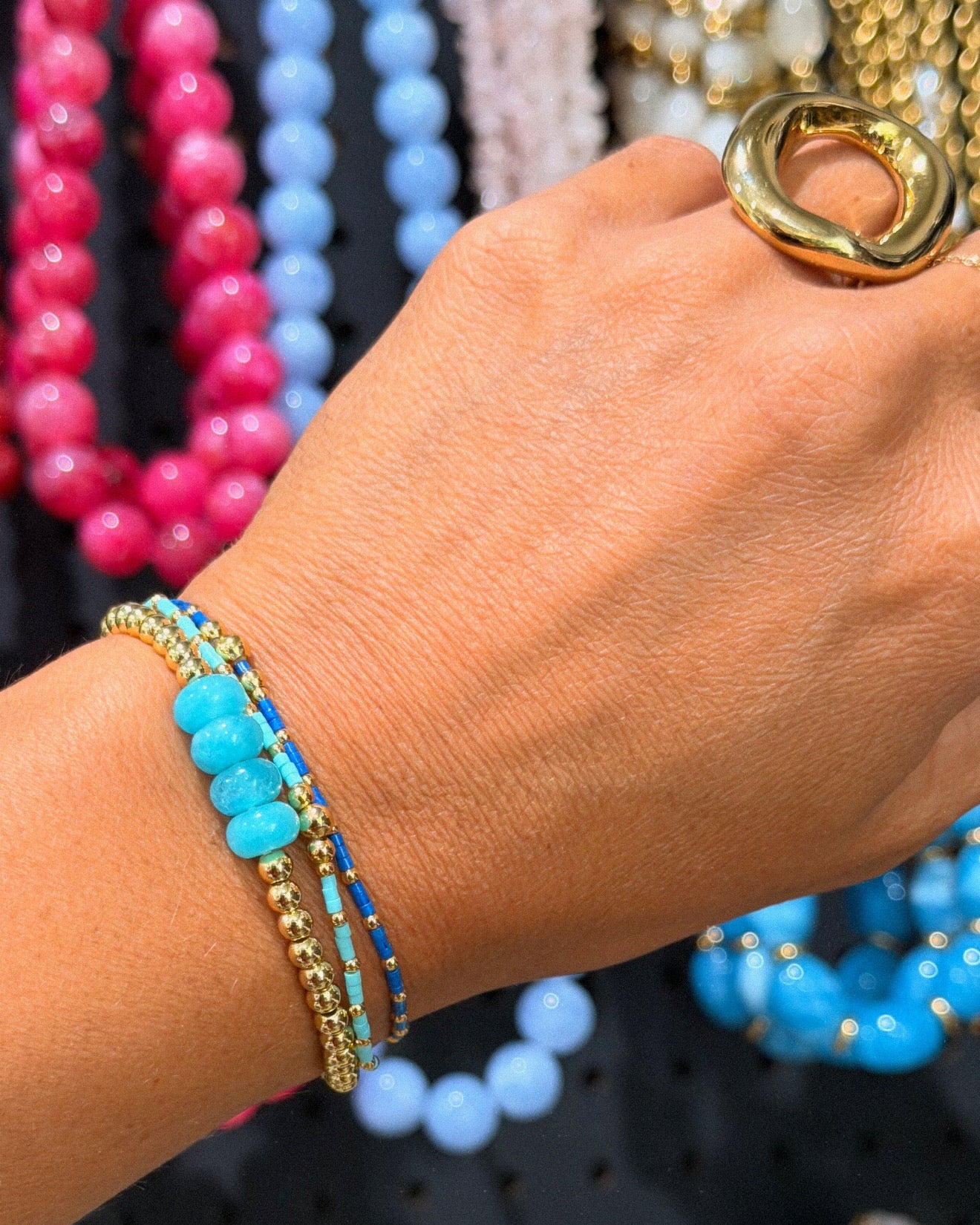 Blue Dainty Stretch Bracelet
