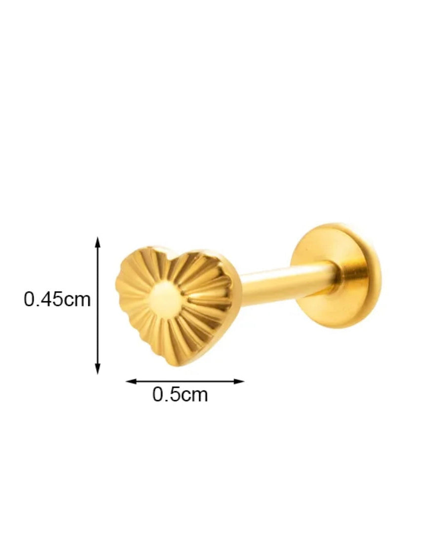 Gold Heart Flat back Stud
