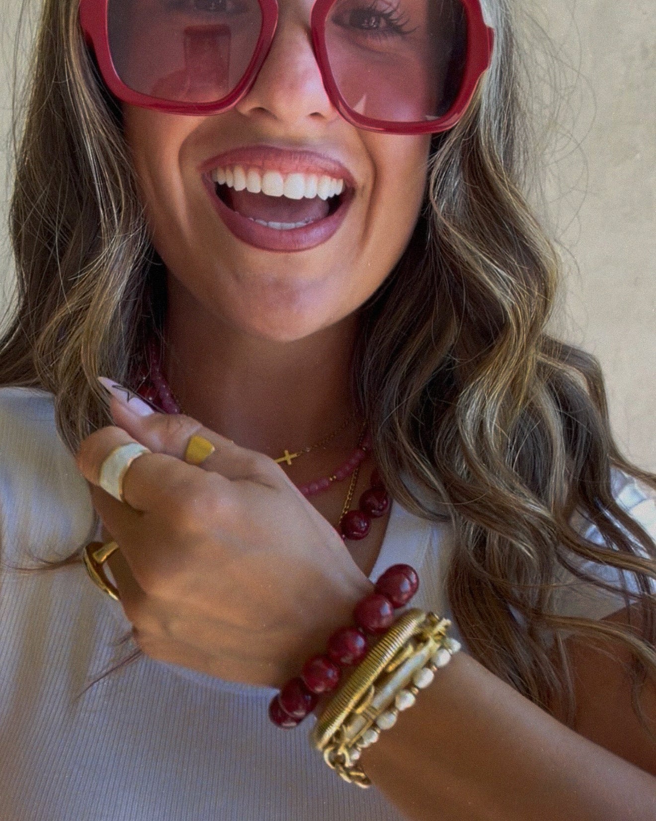 BRACELET Maroon Chunky Beaded