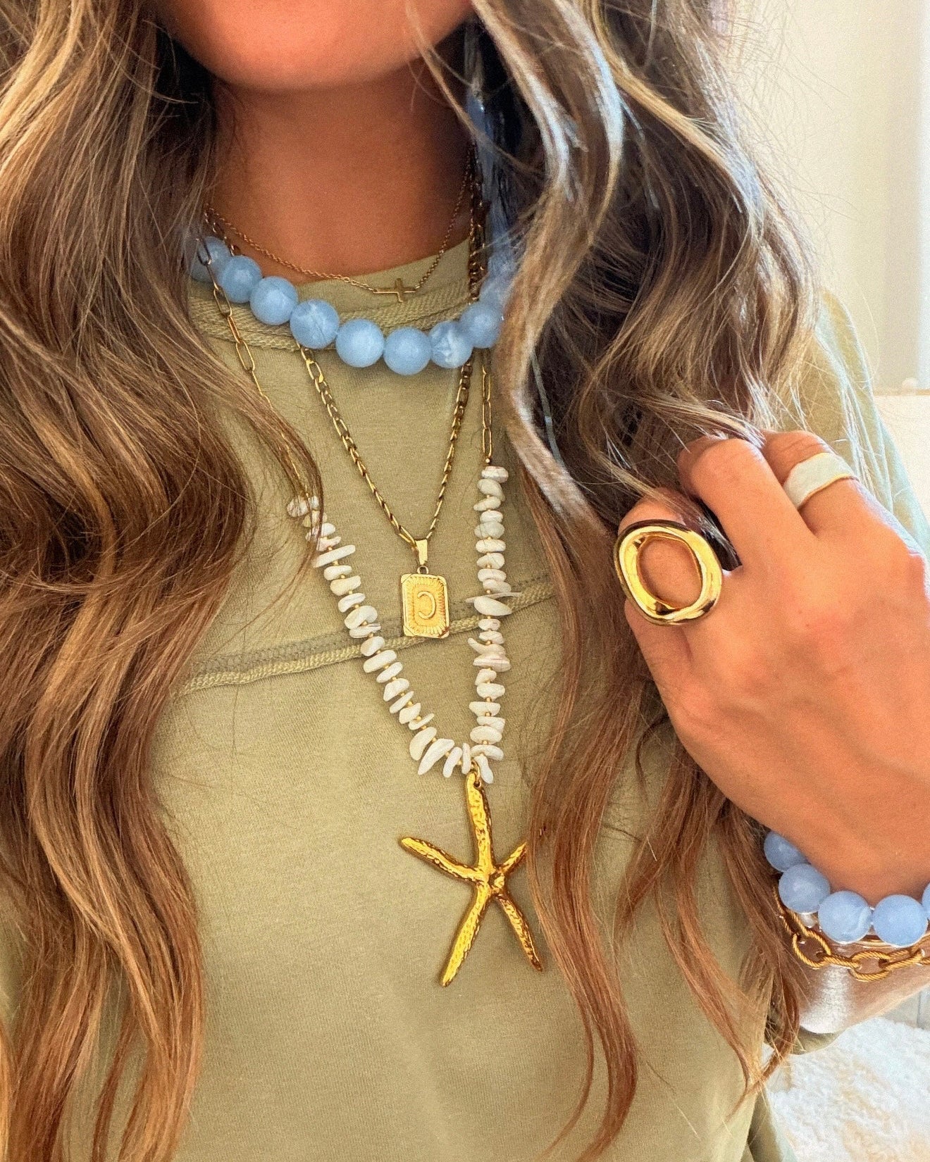 BRACELET Baby Blue Chunky Beaded