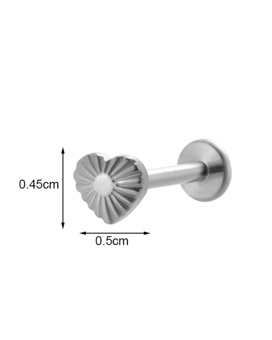 Silver Heart Flat Back Stud