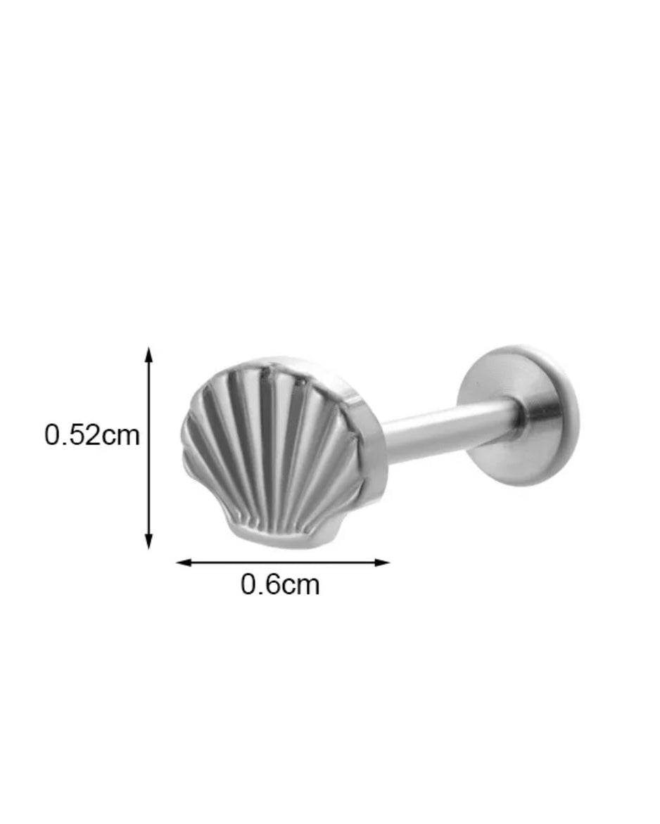 Silver Seashell Flat Back Stud