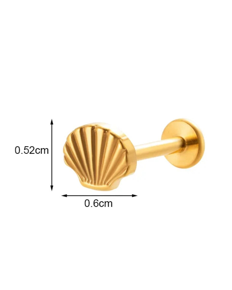 Gold Seashell Flat Back Stud