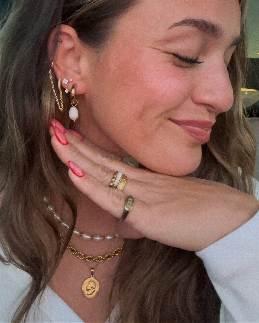 Double Flower Flat Back Dangling Stud