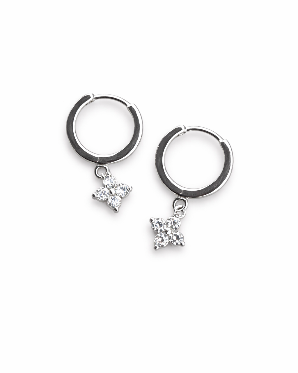 Silver Diamond Huggies
