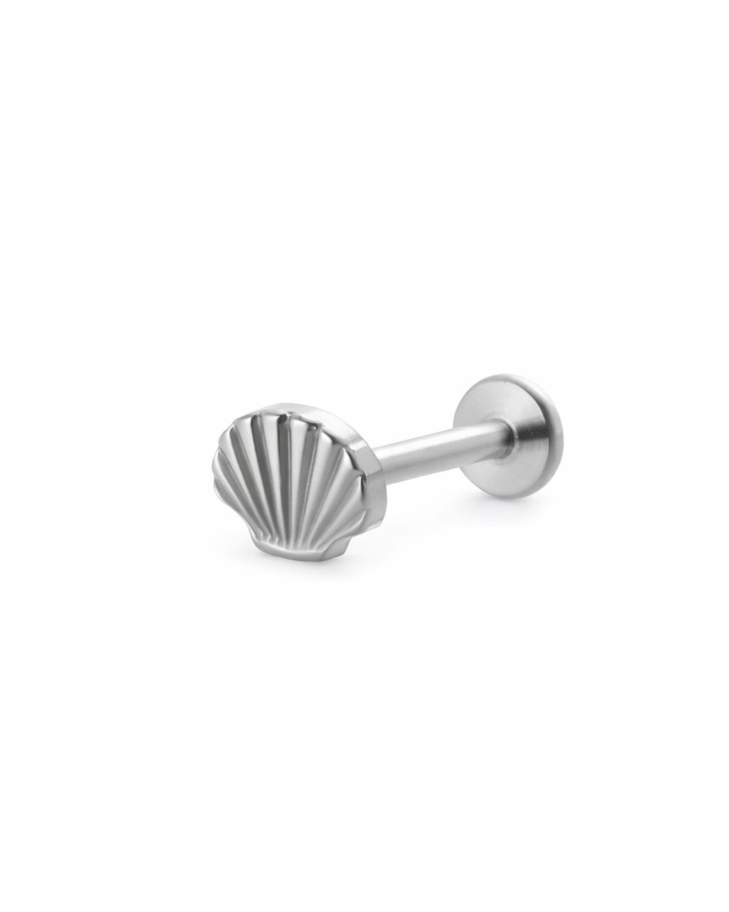 Silver Seashell Flat Back Stud