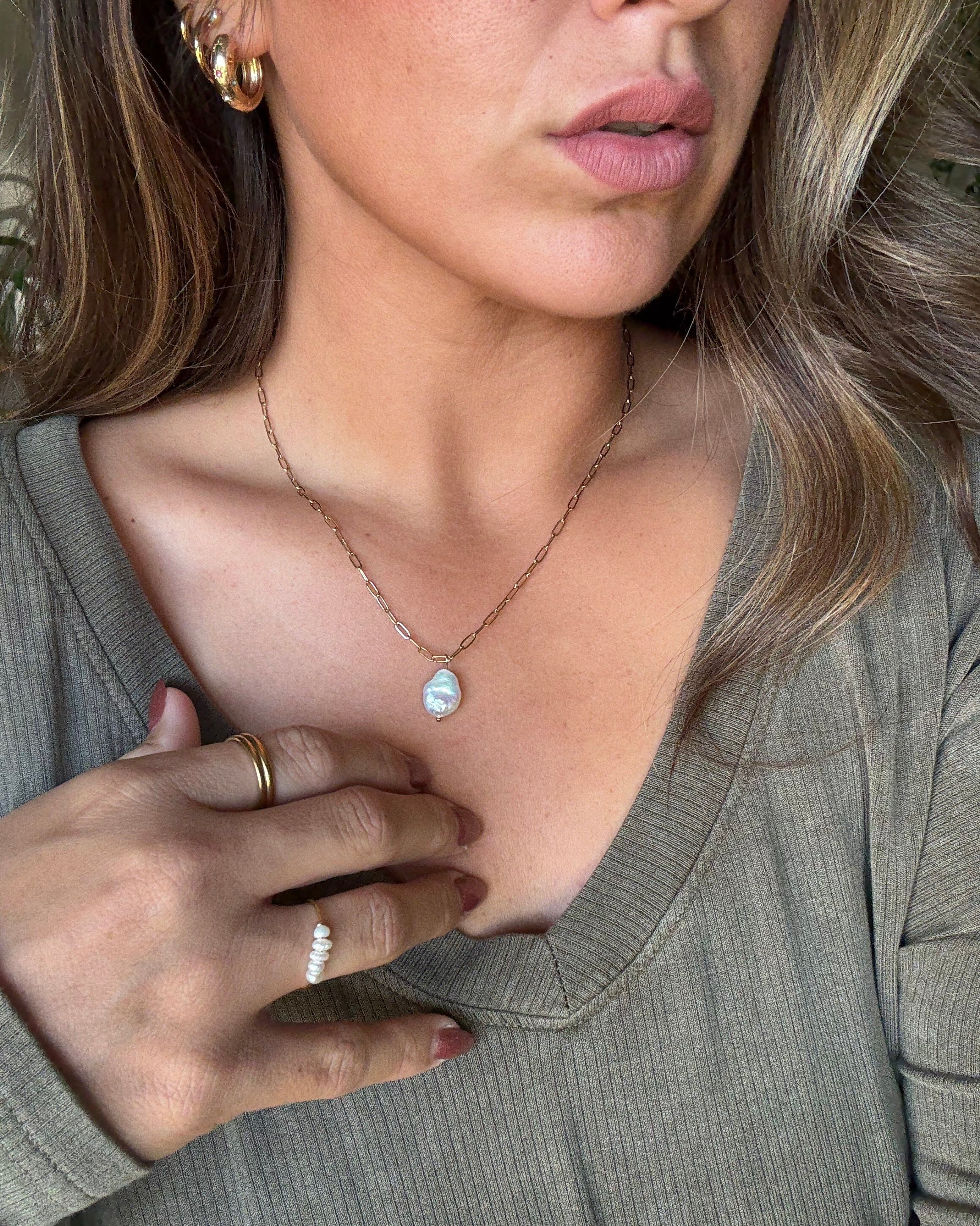 Cambria Drop Pearl Necklace