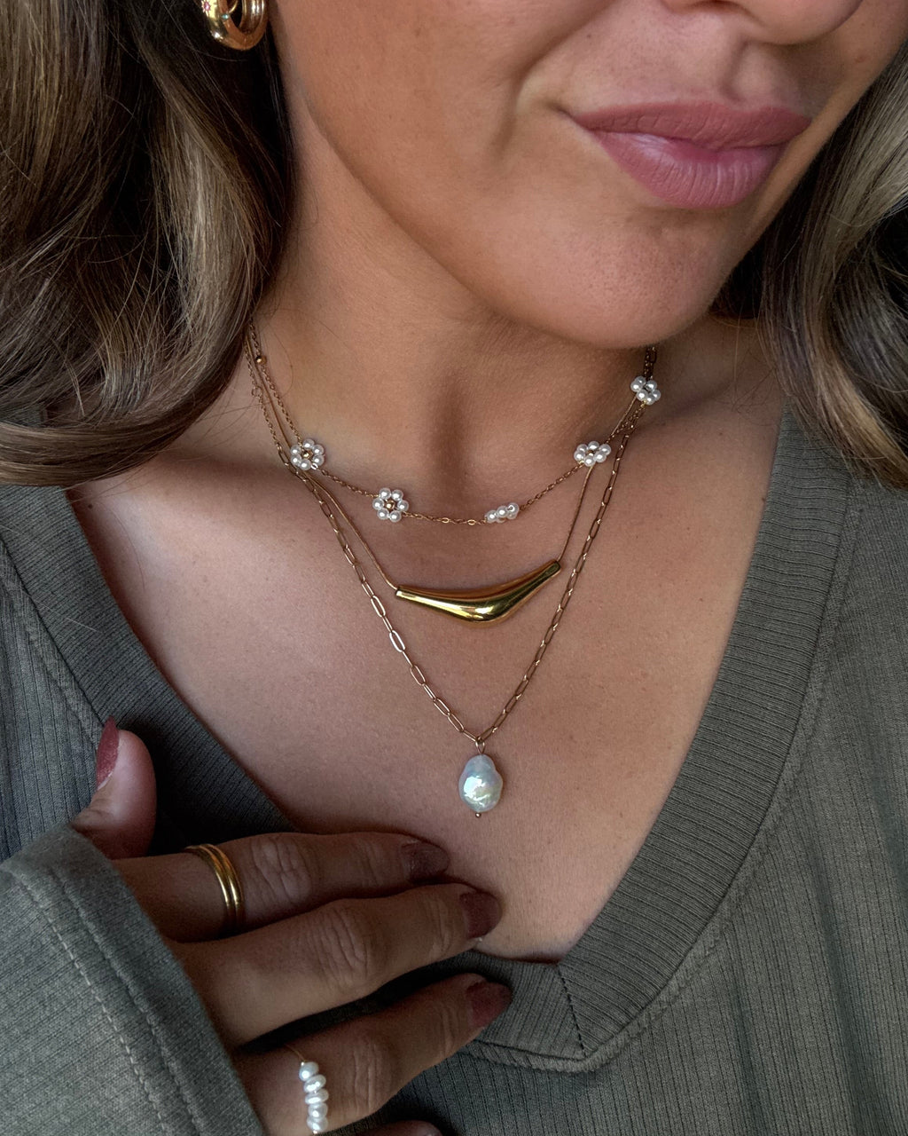 Cambria Drop Pearl Necklace