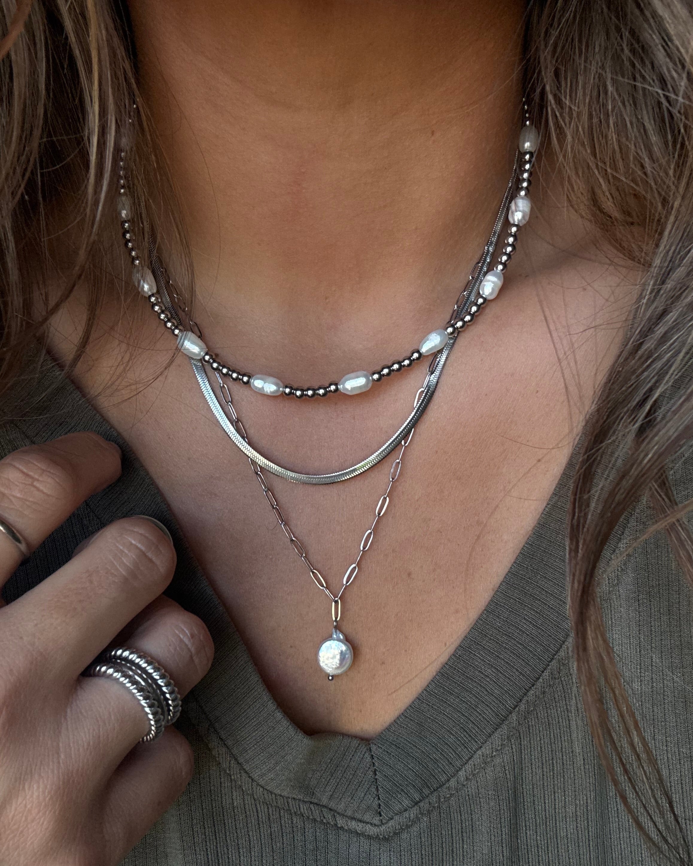 Cambria Drop Pearl Necklace