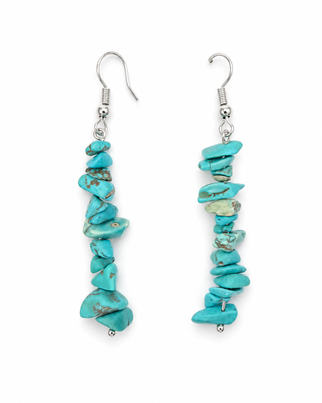 Turquoise SILVER Stone Earrings